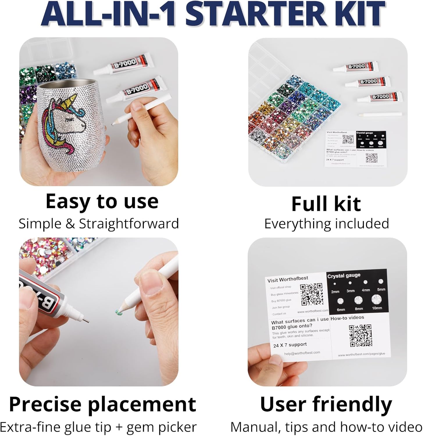 30000Pcs Resin Rhinestones Set for Crafting Bedazzling, Navy Flatback Gems Jewels for Crafts Clothes Shoes Fabric Outfit Nails Makeup, Flat Back Crystal 2-6mm with b 7000 Glue-FemmiqueWomen