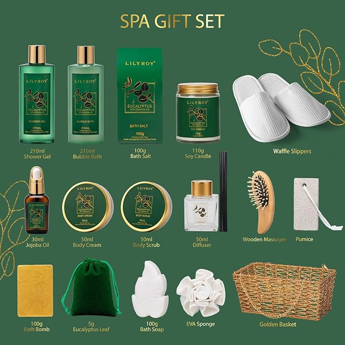 18-Piece Luxury Spa Gift Basket Set for Fathers Day Bath & Body Care Kit for Women & Men Perfect Gift for Christmas Mother's Day Birthday with Shower Gel & More Great for Holidays & Special Occasions-FemmiqueWomen