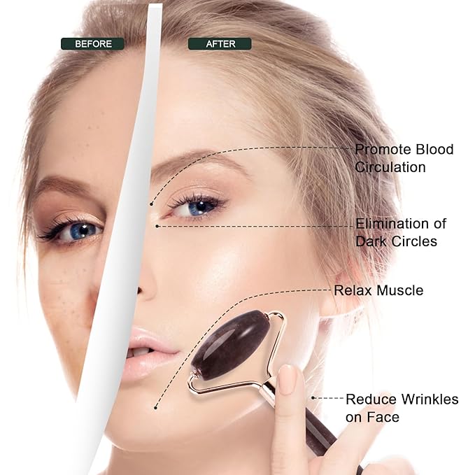 Jade Roller for Face, Facial Roller Massager Skin Care Tool, Gua Sha Facial Tools for Face, Neck, Eyes, Reduce Puffiness of The Skin(Purple)-FemmiqueWomen