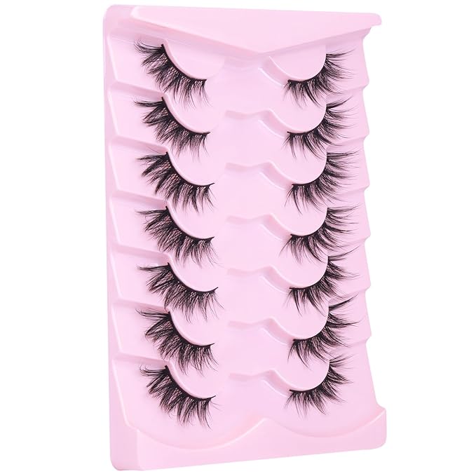 Half Lashes Fox Eye Faux Mink Lashes Wispy Eyelashes Cat Eye 20mm Fake Lashes Spiky Strip Eyelashes Pack 7 Pairs-FemmiqueWomen