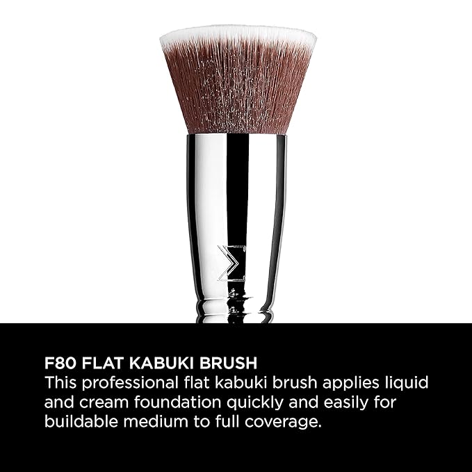 Sigma Beauty F80 Flat Kabuki Brush – Flat Top Kabuki Foundation Brush and Professional Grade Makeup Brush with Ultra-Soft Fibers for Blending Liquid & Cream Makeup Products (Black, 1pc)-FemmiqueWomen