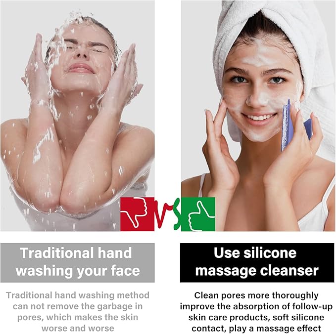 2 Pack Face Scrubber,Silicone Facial Cleansing Brush for Men & Women,Reusable Gentle Facial Waterproof Cleansing Skin Brush Exfoliating Scrubber for Sensitive Skin (Gray+Purple)-FemmiqueWomen