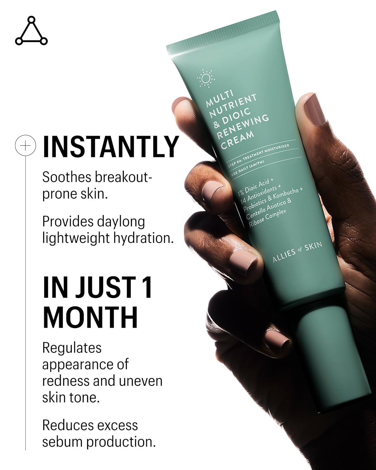 Allies of Skin Multi Nutrient & Dioic Renewing Cream: Moisturizer with Dioic Acid, 14 Antioxidants, Probiotics & Centella Asiatica. Targets Imperfections, Brightens & Protects Skin 1.7 oz / 50 ml-FemmiqueWomen