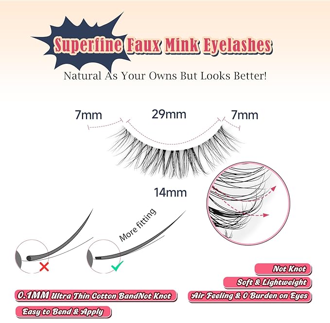 Eyelashes Natural False Lashes 14mm Eye Lashes with Thin Band 3D Volume Fake Eyelashes C Curl Wispy Lashes Natural Look 7 Pair-FemmiqueWomen