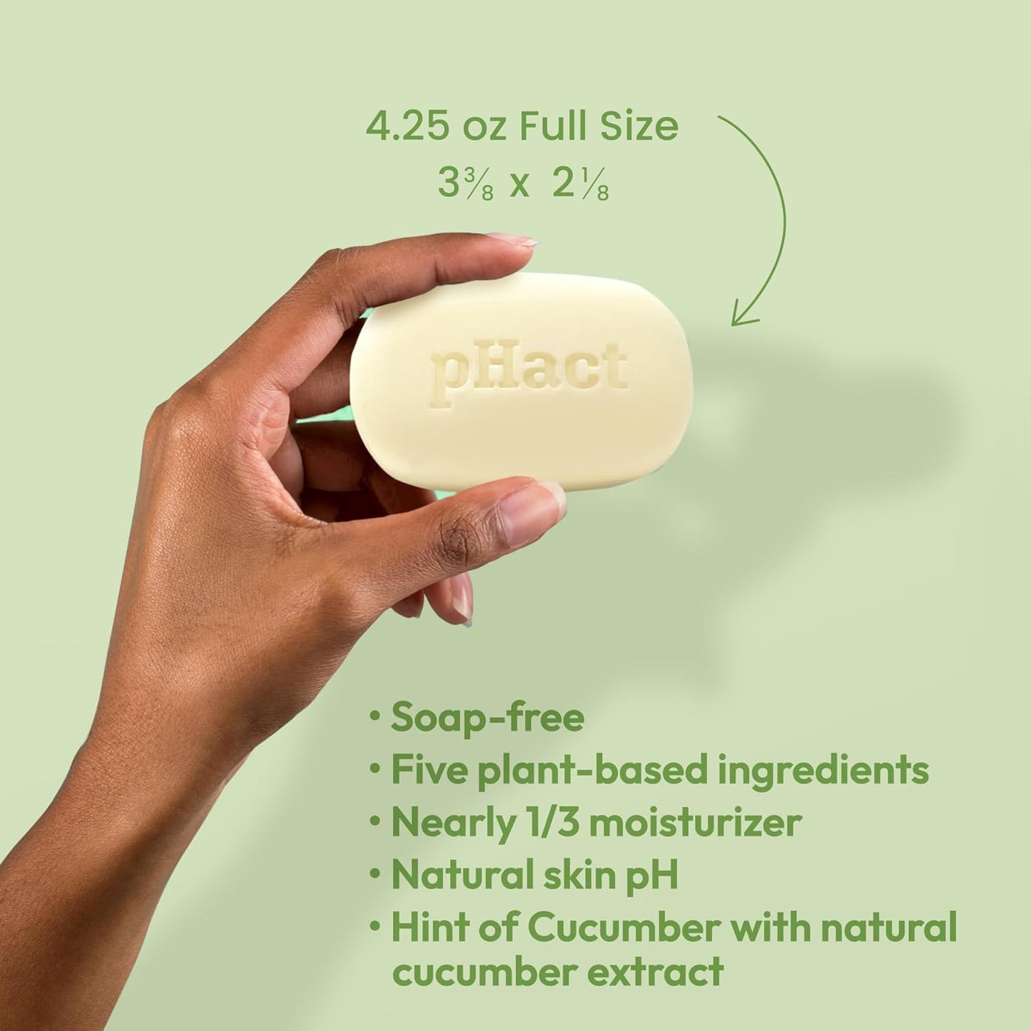 ANDREW LESSMAN pHact Moisture-Rich, Soap-Free Cleansing Bar Cucumber. Natural Skin pH. All Skin Types - Even Sensitive Skin. Hypoallergenic. Dermatologist Tested. 12 - Pack 4.25 oz each-FemmiqueWomen