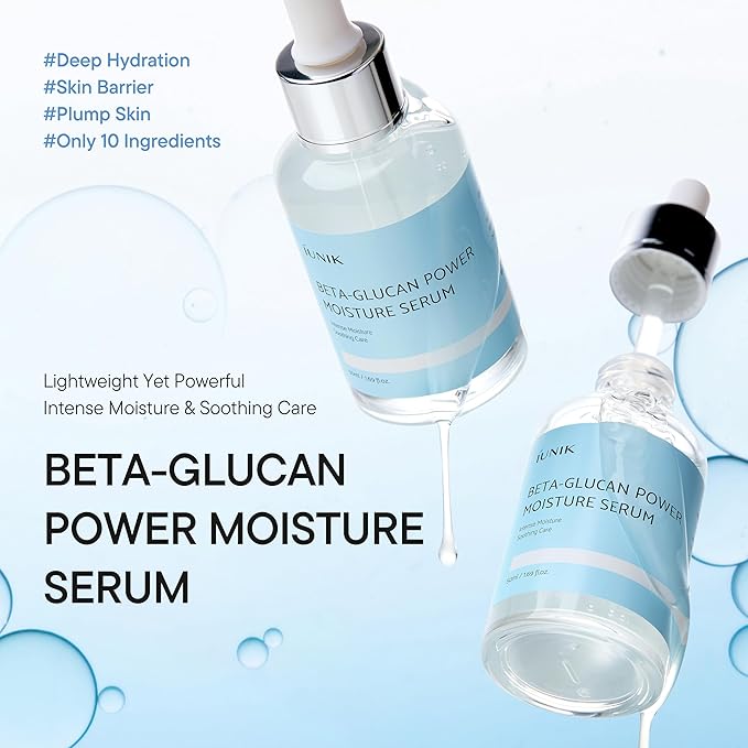 IUNIK Beta-Glucan Power Deep Moisture Vegan Serum Intense Hydration Mushroom Yeast Extracts Naturally-derived - Dry Mature Sagging Sensitive Skin Cell Regenerating Lifting Korean Skincare-FemmiqueWomen