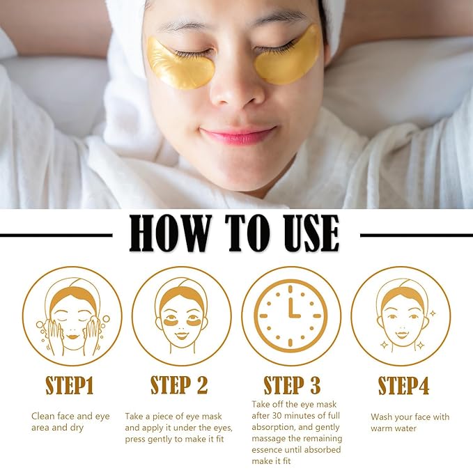30 Pairs Lip Masks & Eye Mask, 24K Gold Gel Crystal Collagen Eye Patches for Puffy Eyes, Moisturizing Lip Mask Crystal Lip Pads, Under Eye Patches for Dark Circles, Eye Bags, Wrinkles and Fine Lines-FemmiqueWomen