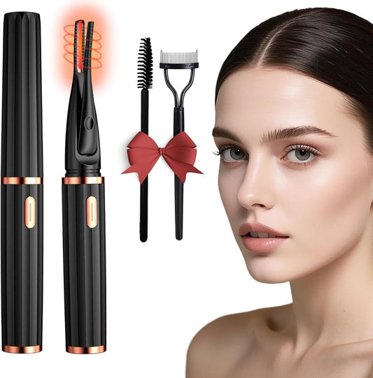 Heated Eyelash Curlers - 2 in 1 Clip - Type Heated Lash Curler,3 Heat Modes with USB Rechargeable,Fast Heat up in 8s,Natural Curling 24H Long Lasting for Women Makeup Tools (Black)-FemmiqueWomen