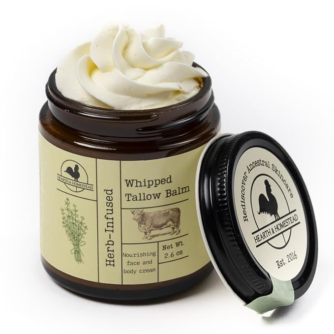 Handmade Whipped Tallow Balm (Herb-Infused/Unscented) - Large Jar - 2.6 oz-FemmiqueWomen