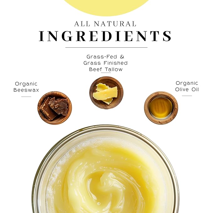Vanman's Tallow and Honey Balm With No Added Scent - Beef Tallow Face Moisturizer with Grass-Fed/Finished Beef Tallow for Skin, Organic Raw Honey and Beeswax, Cold Pressed Olive Oil - 2.5 oz-FemmiqueWomen