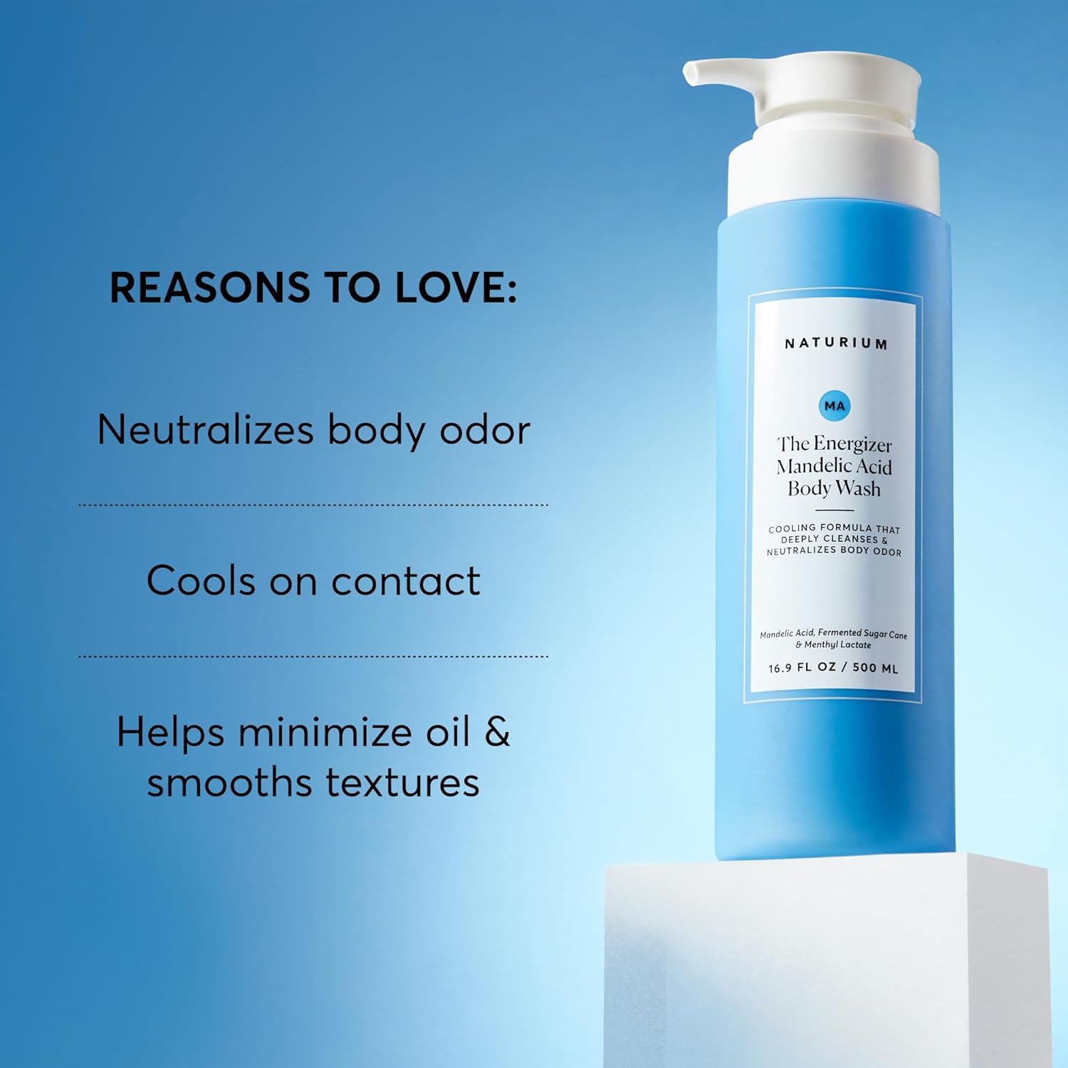 Naturium The Energizer Body Wash, Cooling & Refreshing Formula with Mandelic Acid, Deeply Cleanses & Neutralizes Body Odor, 16.9 oz-FemmiqueWomen