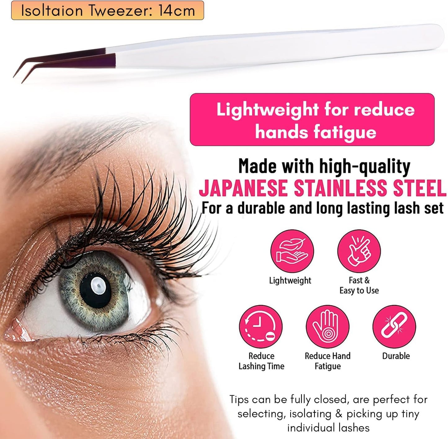 Isolation Tweezers for Eyelash Extension – 14cm Curved, White & Purple, Stainless Steel, Best for Individual Isolation & Classic Lashes, Pinzas para Pestaña (Matte White Purple)-FemmiqueWomen