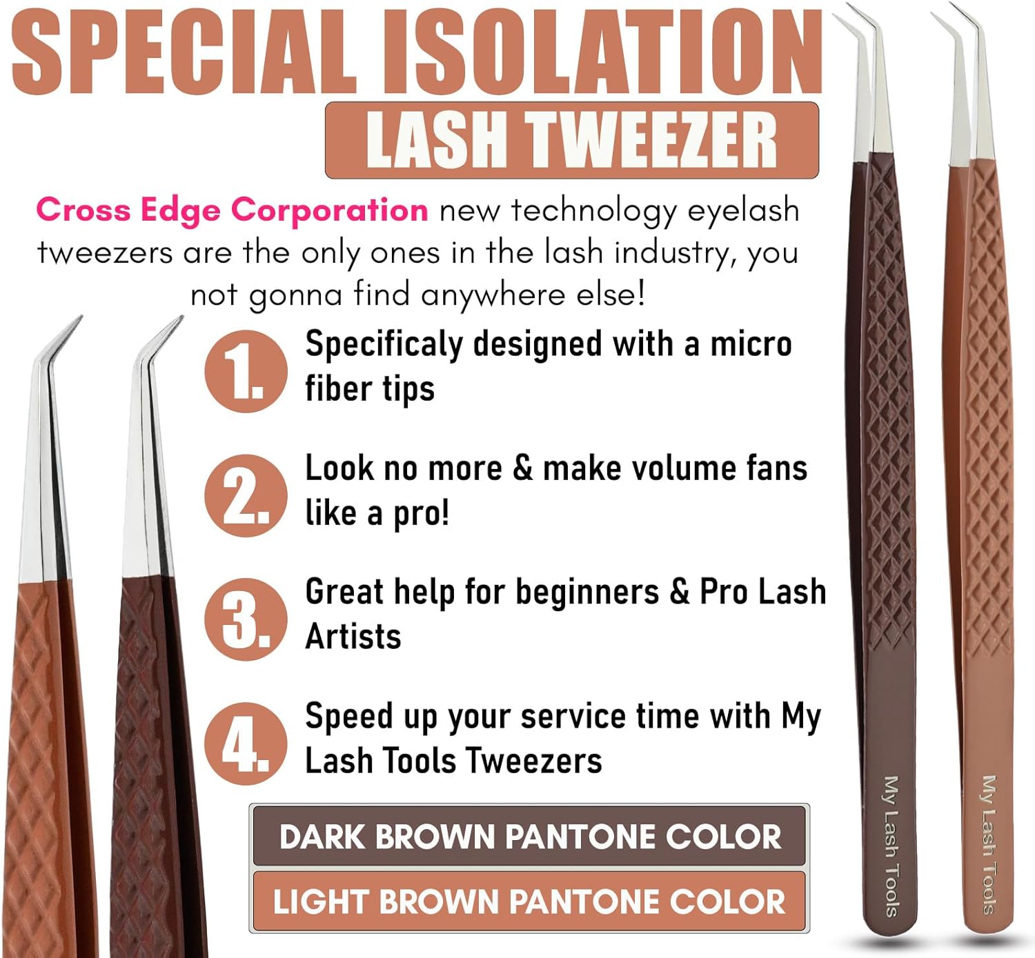 2pcs Curved Isolation Tweezers for Eyelash Extensions – 14cm Stainless Steel, Best for Individual Isolation & Classic Lashes Lash Tweezers Set-FemmiqueWomen