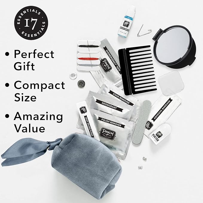 Pinch Provisions Velvet Minimergency Kit, for Her, Includes 17 Must-Have Emergency Essential Items, Compact, Multi-Functional Pouch, Gift for Parties and Birthdays-FemmiqueWomen