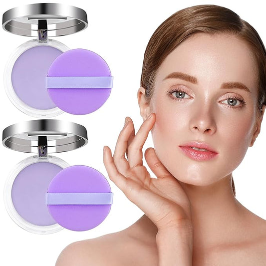 2PCS Oil Control Face Pressed Powder，zxbaers Chillab Lavender Matte Powder，Matte Smooth Setting Powder Makeup, Waterproof Long Lasting Finishing Powder, Flawless Lightweight Face Cosmetics-FemmiqueWomen