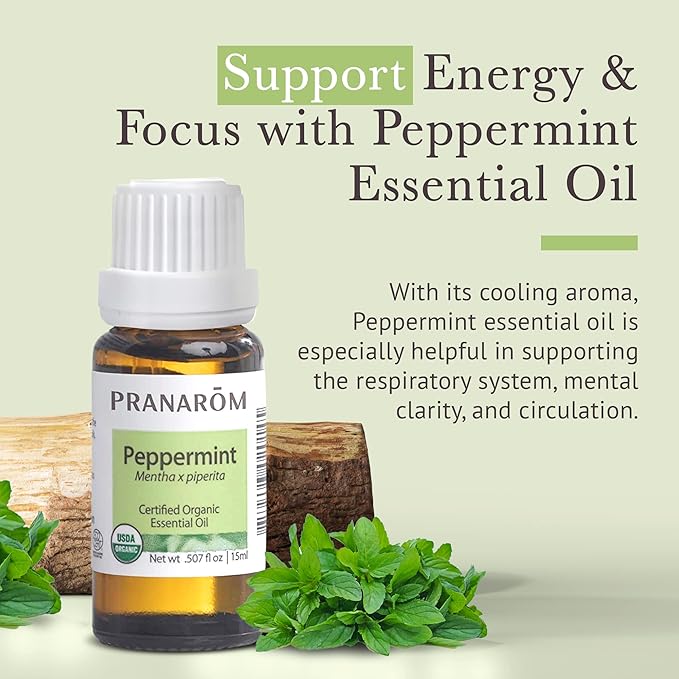 Pranarom USDA Certified Organic Peppermint Essential Oil (15ml), 100% Pure Undiluted Therapeutic Grade from India for Aromatherapy, Diffuser, Topical, Cooling, Massage & Relaxation-FemmiqueWomen