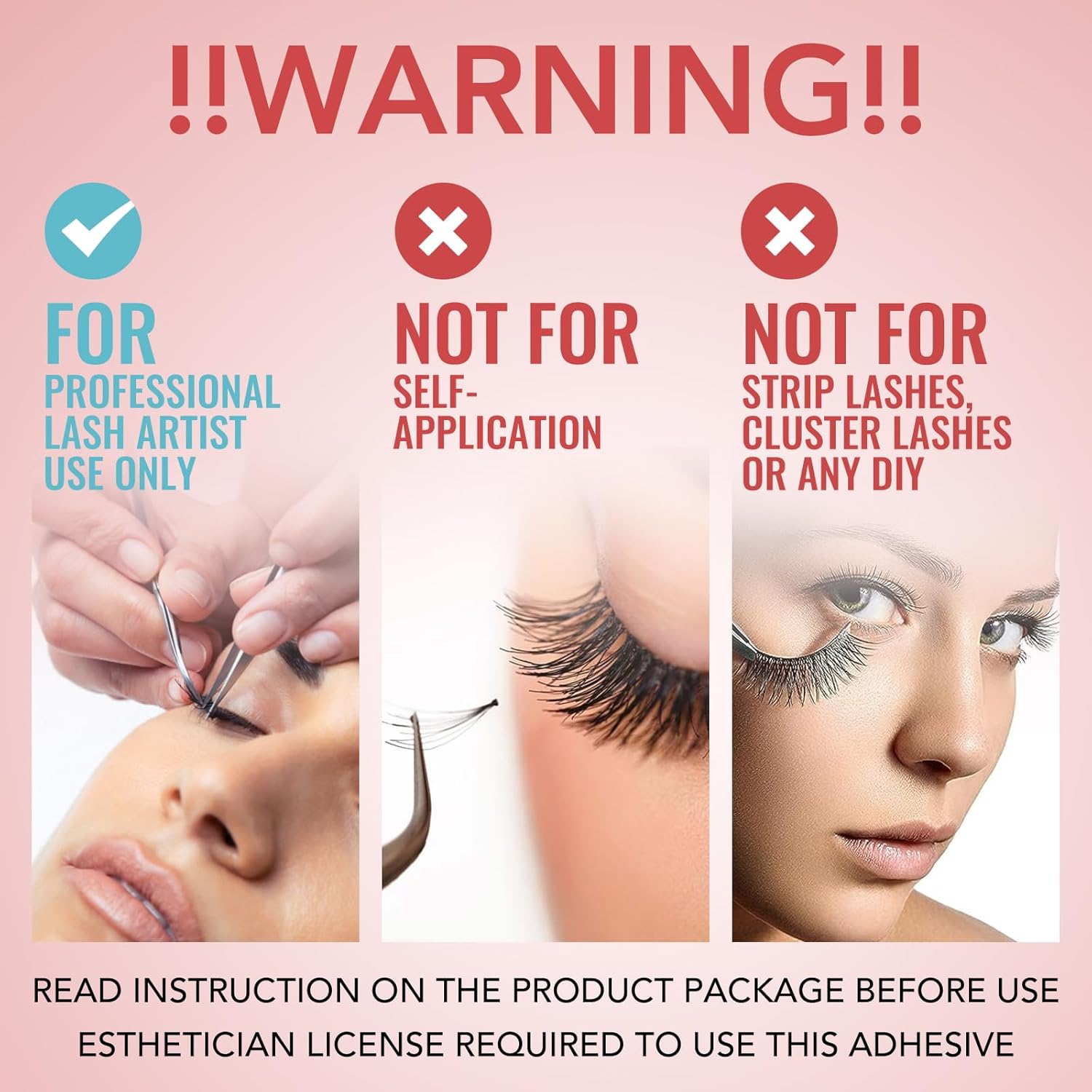 Eyelash Extension Glue Long Retention – 8 Weeks /1 Sec Drying Time/(0.17fl.oz / 5ml) Eyelash Glue for Eyelash Extensions Maximum Bonding/Black Lash Adhesive for Professional USE ONLY-FemmiqueWomen