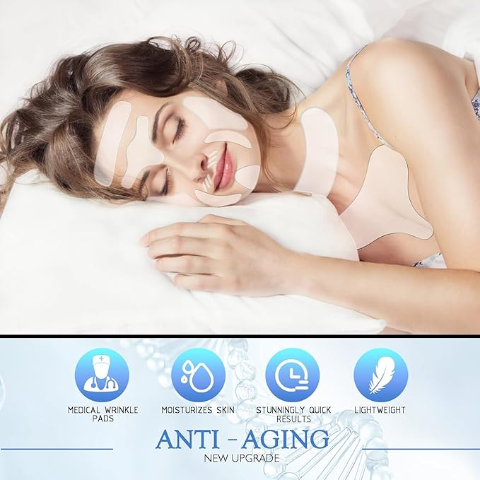 18 Pcs Wrinkle Patches，Reusable Silicone Face, Forehead, Neck & Chest Wrinkle Pads – Anti Aging Overnight Facial Smoothing Pads for Fine Lines, Decollete Care, Skin Rejuvenation-FemmiqueWomen