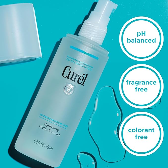 Curel Japanese Skin Care Hydrating Water Essence Toner, Water Based Face Moisturizer for Dry Skin, Serum for Face, 5 Oz-FemmiqueWomen