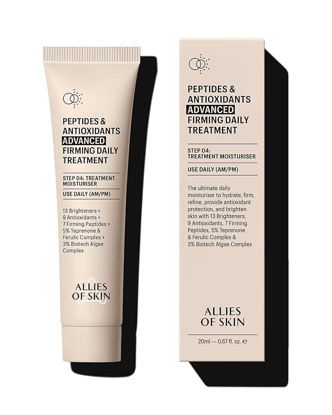 Allies of Skin Peptides & Antioxidants Advanced Firming Daily Treatment with 13 Brighteners, 9 Antioxidants, 7 Firming Peptides, 5% Teprenone & Ferulic Complex and 3% Biotech Algae Complex 20ml/0.67oz-FemmiqueWomen