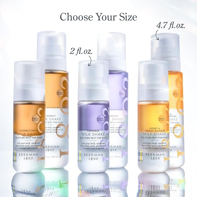 Beekman 1802 Lavender Milk Shake - Body Mist - 2.0 fl. oz - With Hyaluronic Acid & Jojoba Oil - Instantly Moisturizes, Hydrates & Softens - Good for Sensitive Skin - Cruelty Free-FemmiqueWomen