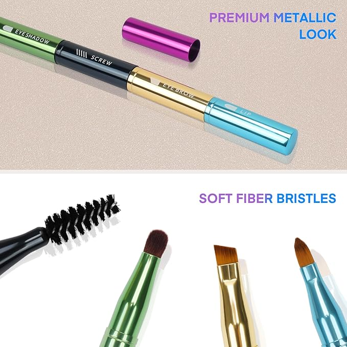 Unaone 4 in 1 Makeup Brush - Lip Brush for Lipstick, Eyebrow, Eyeshadow, Spiral Eyebrow Portable Detachable Multi-functional Lipstick Brush for Makeup-FemmiqueWomen