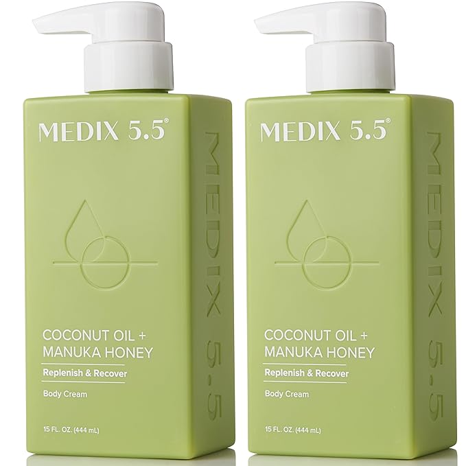 MEDIX 5.5 Coconut Oil Lotion W/ Manuka Honey Cream Skin Care Face Moisturizer & Body Cream | Firming Coconut Oil For Skin Minimizes Look Of Dry Skin, Cellulite, Stretch Marks, & Wrinkles, 2-Pack-FemmiqueWomen