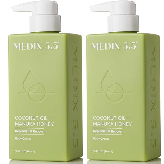 MEDIX 5.5 Coconut Oil Lotion W/ Manuka Honey Cream Skin Care Face Moisturizer & Body Cream | Firming Coconut Oil For Skin Minimizes Look Of Dry Skin, Cellulite, Stretch Marks, & Wrinkles, 2-Pack-FemmiqueWomen