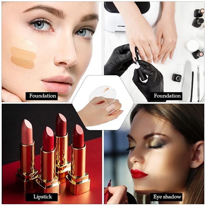 2 Pcs Makeup Hand Palette Foundation Palette Foundation Mixing Palette Hand-Held Nail Art Manicure Palette Clear Makeup Palette for Mixing Foundation Eye Shadow Nail Art-FemmiqueWomen