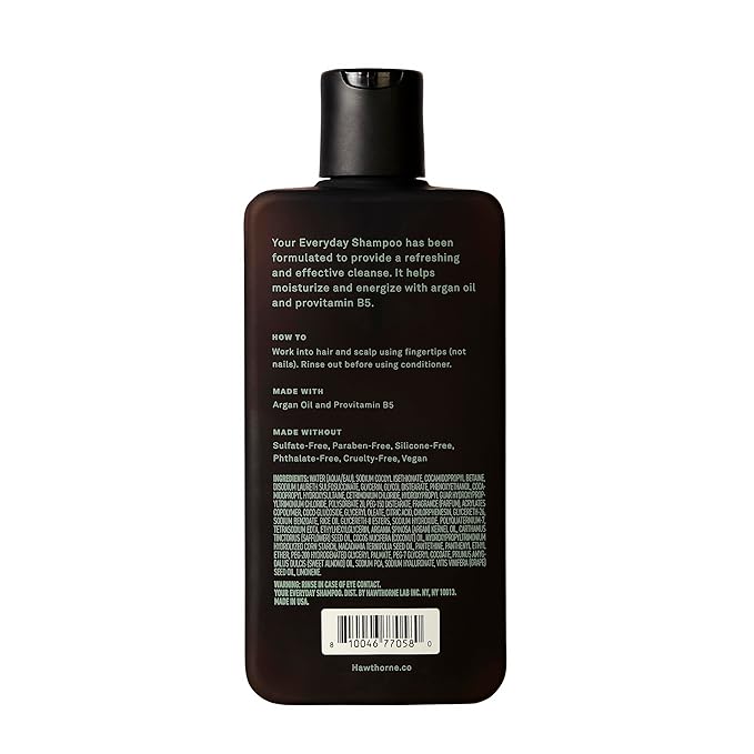 Hawthorne Men's Everyday Shampoo. For Stronger, Healthier Hair with Pure Avocado Oil and Coconut Oil. Mint and Eucalyptus Scent. Natural, Sulfate Free, Paraben Free. 8 fl. oz. 2-Pack.-FemmiqueWomen