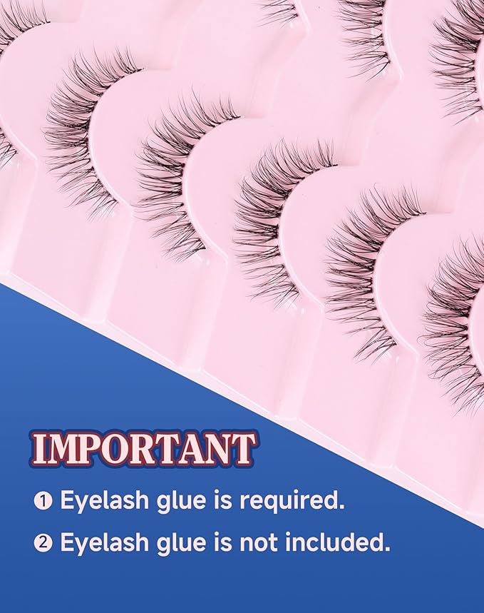 Lashes Natural CLear Band Wispy False Eyelashes Natural Look Flared Strip Eyelash False Eye Lash Soft 7 Pairs Everyday SF-04-FemmiqueWomen