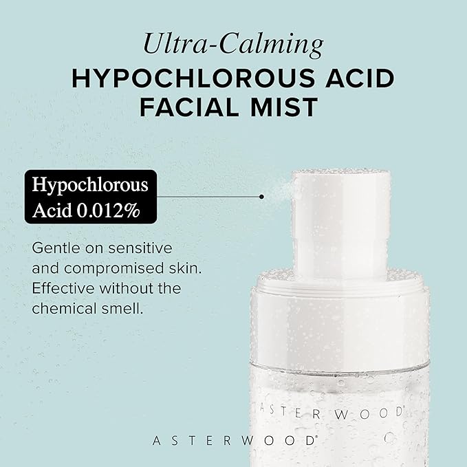 Asterwood Hypochlorous Acid Spray for Face - Targets Acne, Redness, Irritation - Multi-Purpose Skin Repair - Antibacterial, Antimicrobial - After Gym/Post-Workout Facial Mist - 4 Fl Oz-FemmiqueWomen