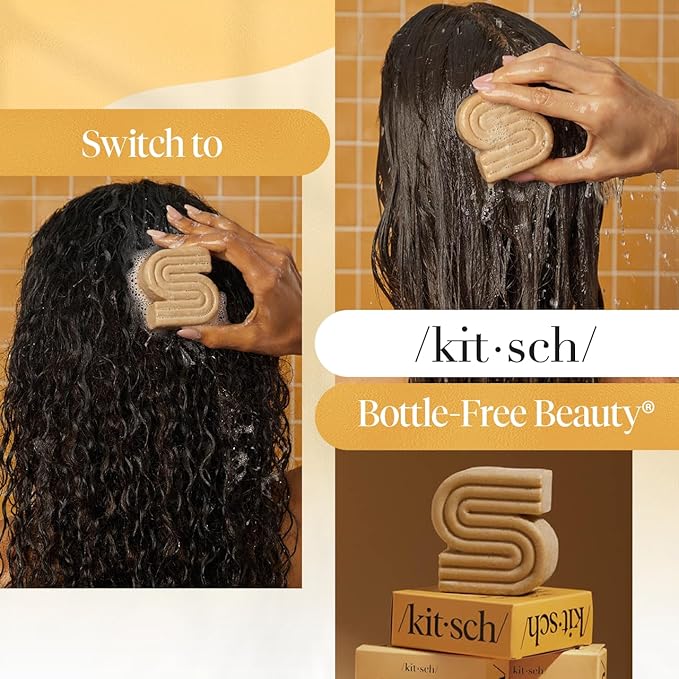 Kitsch Coconut Oil Shampoo Bar - Hydrate & Soften Dry Damaged Hair - Deep Moisturizing Curly Hair Shampoo - Safe Shampoo for Color Treated Hair - Silicone, Paraben & Sulfate Free - 3.2 oz-FemmiqueWomen