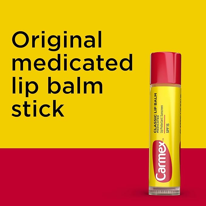 Carmex Classic Medicated Lip Balm Sticks, Lip Moisturizer for Chapped Lips, 9 Count (3 Packs of 3)-FemmiqueWomen