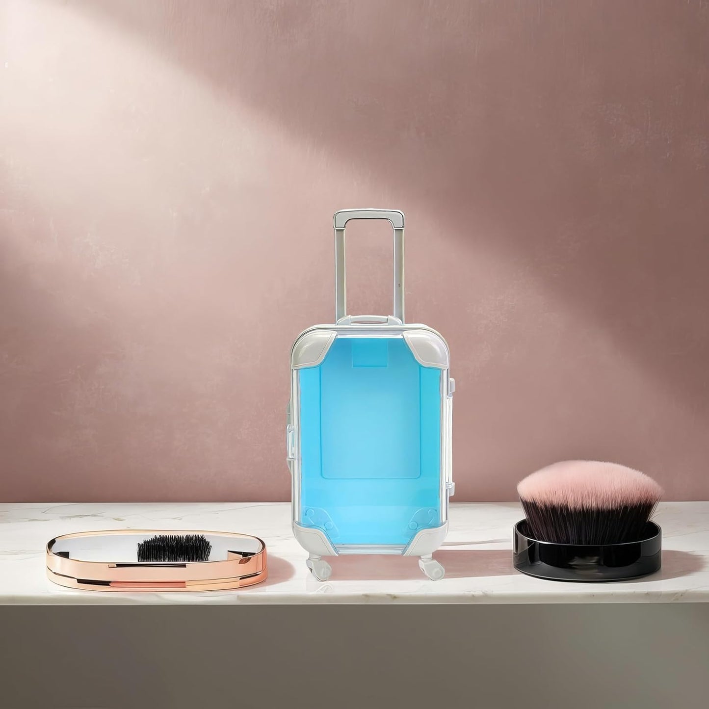 False Eyelash Storage Box, Portable Travel Organizer Mini Luggage False Eyelash Tray Makeup Tool (BLUE)-FemmiqueWomen