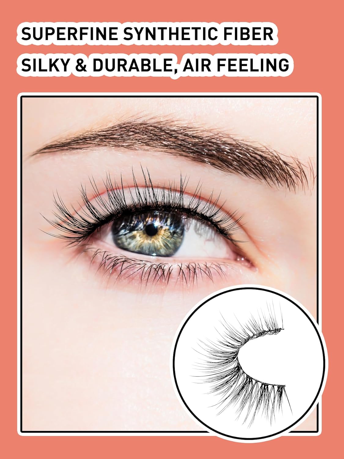 Wispy Cat Eye Lashes False Eyelashes Natural 15MM Strip Eyelashes Thin Band False Lashes 3D Volume Fake Lashes 7 Pair Soft Lash Pack Siligli-FemmiqueWomen