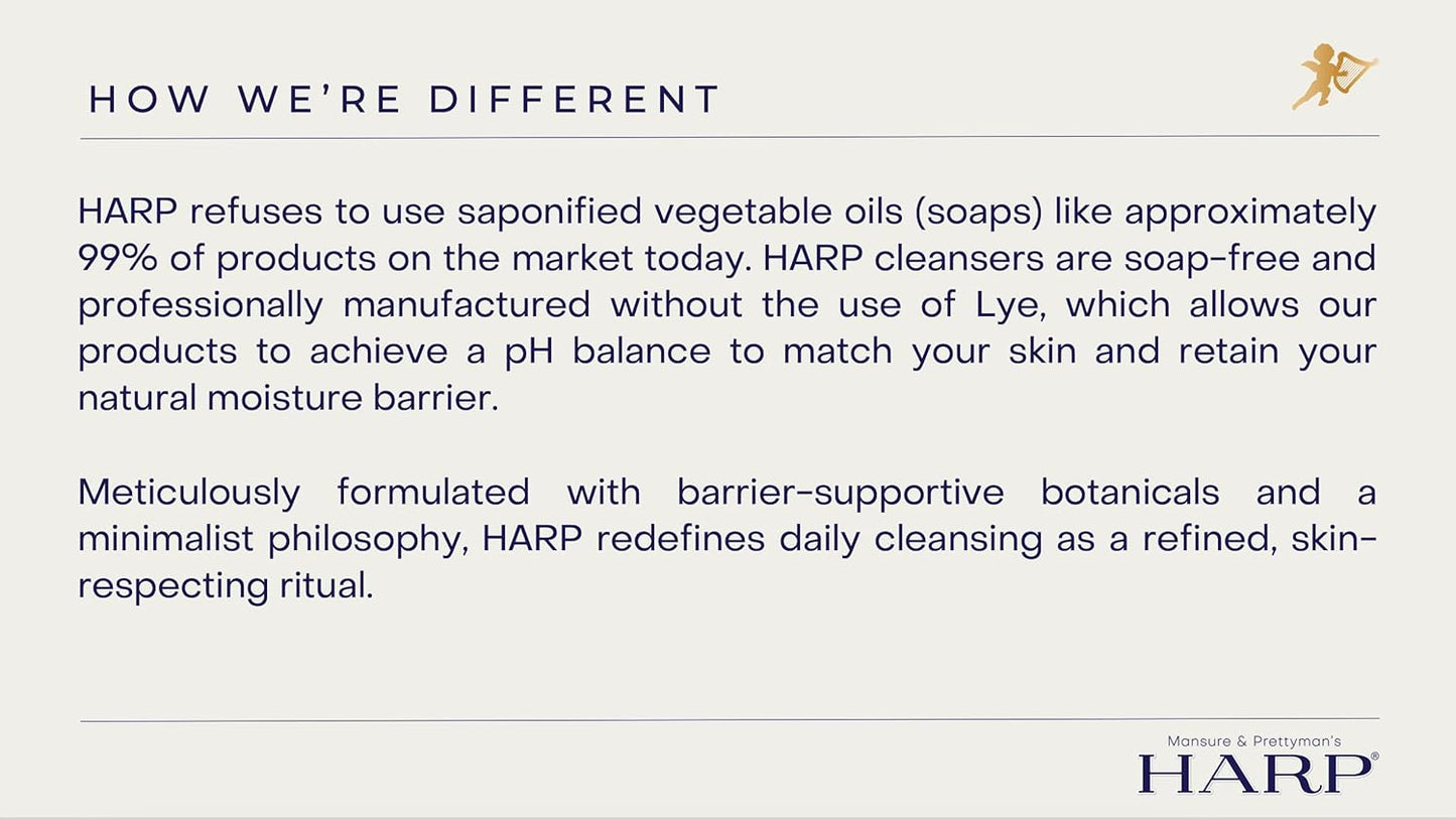 HARP pH-Balanced (5.0-6.0) Body Wash Bar. ZERO saponified oils. Protects Moisture Barrier. Gentle for Sensitive/Dry skin. + Shea Butter/Borage Oil. Non-Comedogenic. FRESH SPORT Fragrance.-FemmiqueWomen