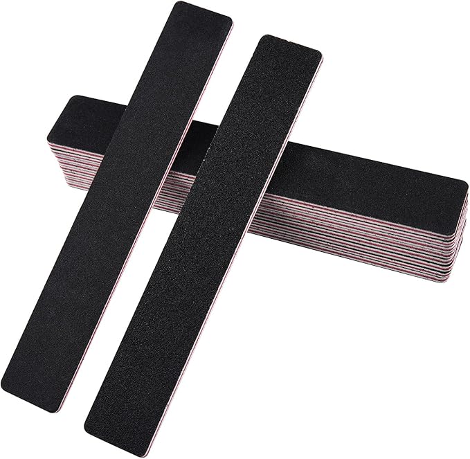 10 Pack 100/180 Grit Nail Files, Black Professional Reusable Emery Boards Manicure Tool for Acrylic Nails, Nail Buffering Files, Rectangle Shape