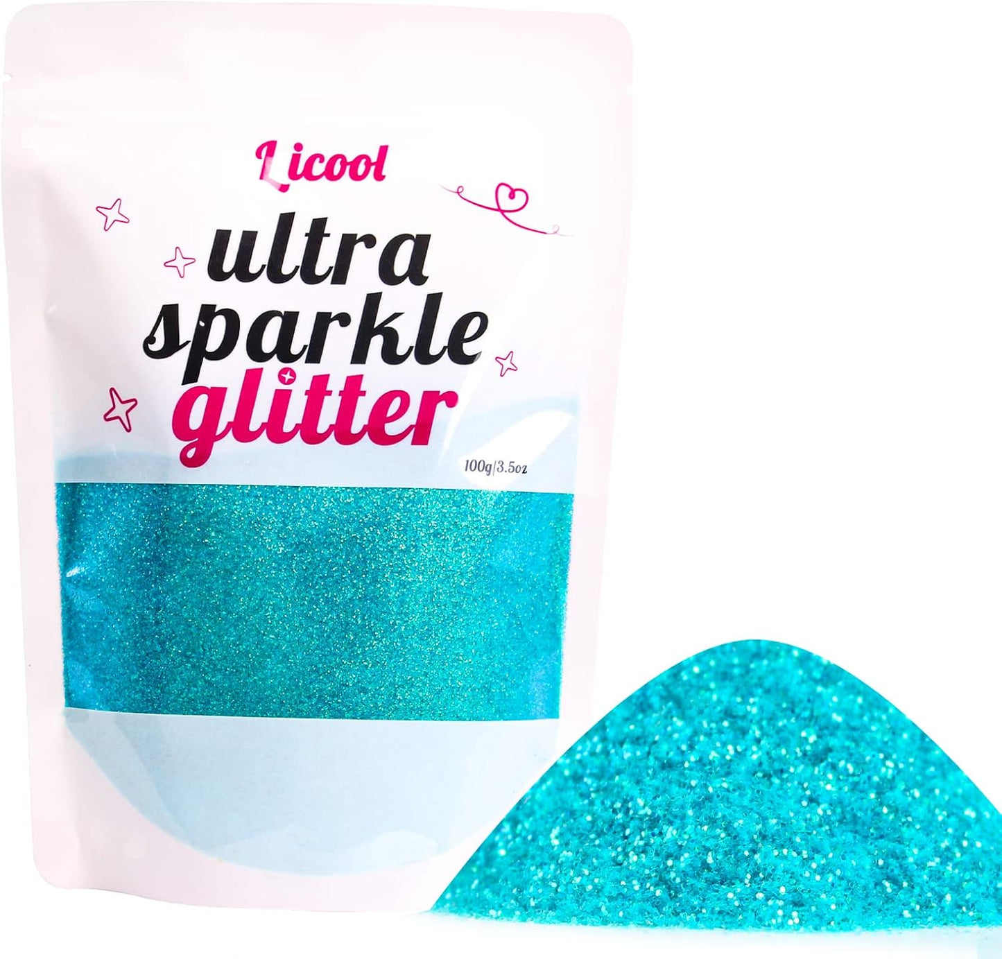 100g/3.5oz Pack Iridescent Rainbow Fine Glitter for DIY Craft, Epoxy Resin, Tumbler Making, Festival Decor, Makeup, Body, Eye, Nail Art (Iridescent Light Blue)-FemmiqueWomen