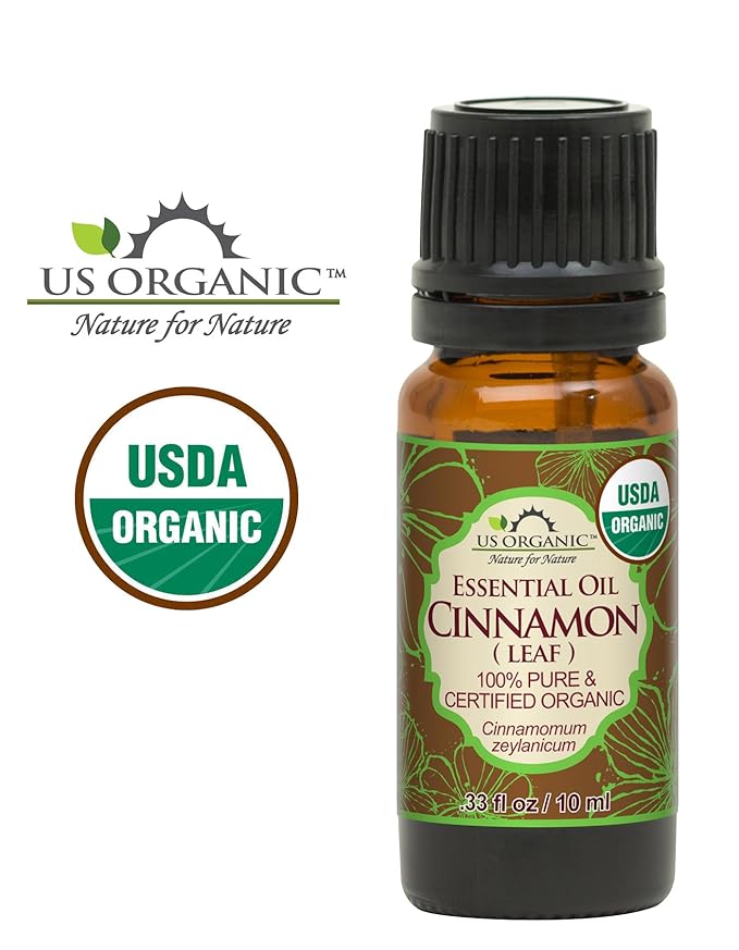 US Organic 100% Pure Cinnamon Leaf Essential Oil - USDA Certified Organic, Steam Distilled - W/Euro Dropper (More Size Variations Available) (10 ml / .33 fl oz)-FemmiqueWomen