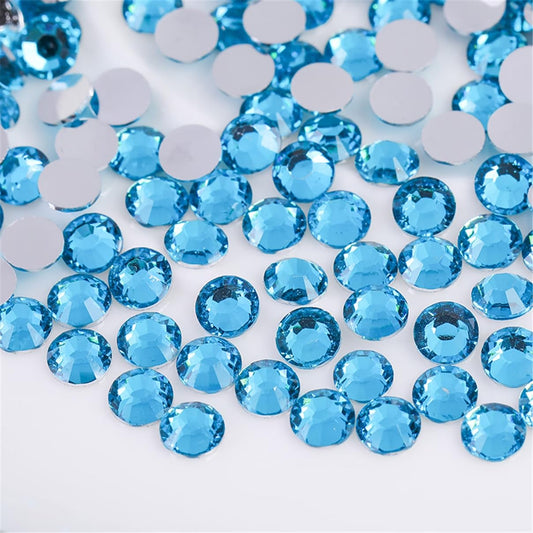 1000 Pieces SS20 5mm Flatback Rhinestones Clear Glass Round Gems Crystals for Nail Art DIY Crafts Clothes Shoes Bags （Aqua Blue）-FemmiqueWomen