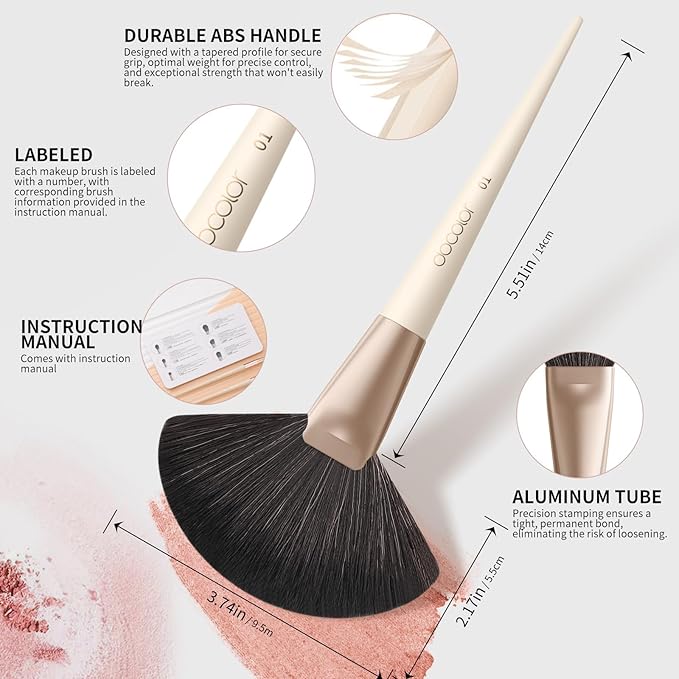 Docolor Makeup Brushes Set Professional 30Pcs Makeup Brushes Premium Synthetic Powder Kabuki Foundation Contour Blush Concealer Eye Shadow Blending Eyeliner Crease Eyebrow Make Up Brush Kit - Beige-FemmiqueWomen