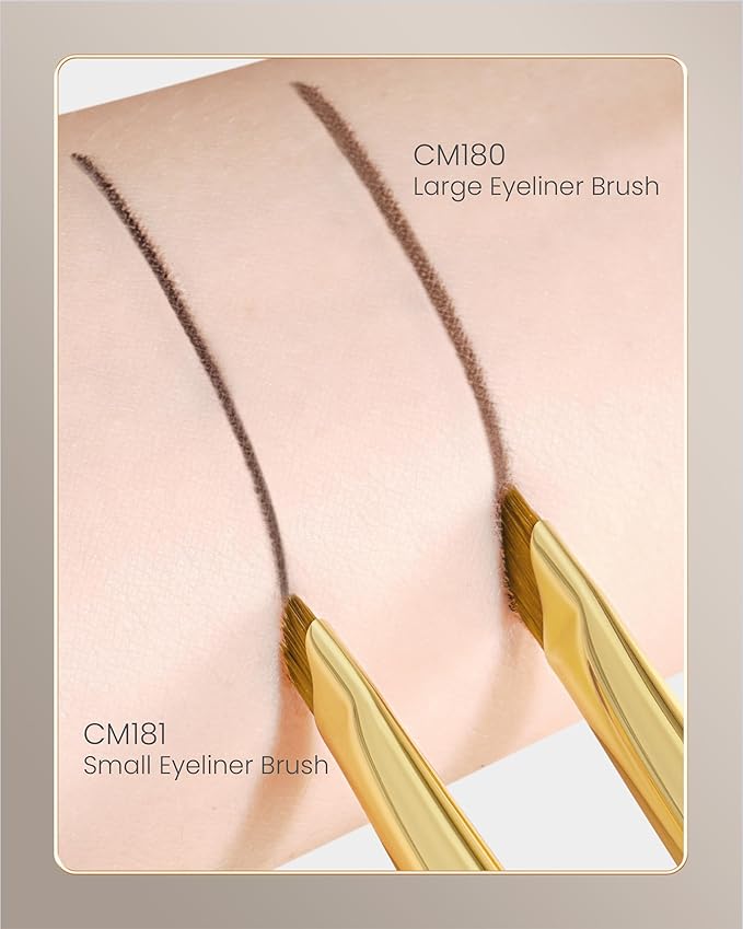 Desert Oak Series Precision Angled Eyeliner Brush - Ultra-Fine Nylon Bristles for Razor-Sharp Gel/Liquid/Powder Lines, Detail Work & Tightlining, Bubinga Handle & Brass Ferrule (CM 181)-FemmiqueWomen