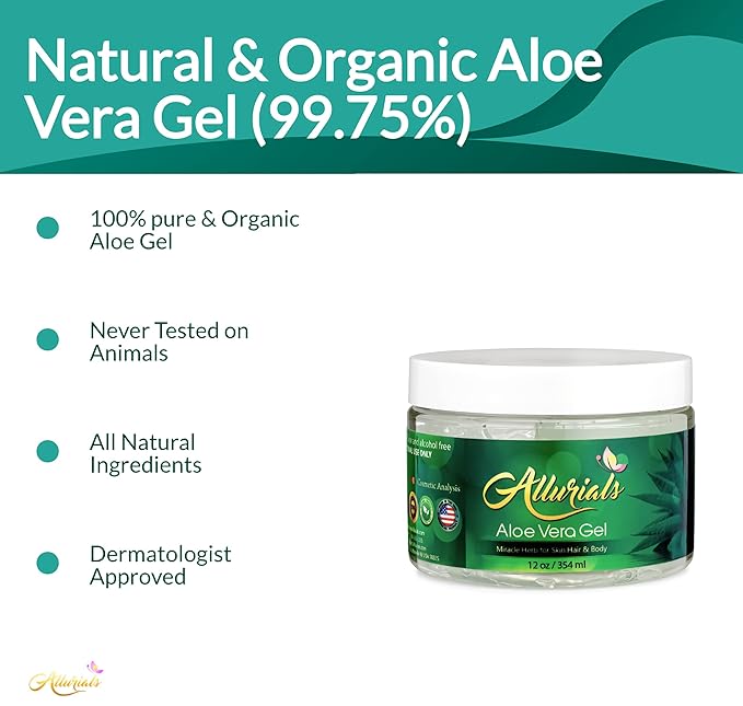 100% Pure & Organic Aloe Vera Gel, Clinically tested & Dermatologist approved, Hydrates & Heals Dry & Damaged Skin & Hair- 12 Oz-FemmiqueWomen