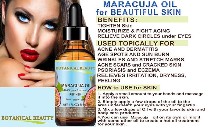 MARACUJA OIL 100% Pure Natural Cold Pressed Undiluted for Face, Skin, Hair, Body, Lip, Nails 0.5 Fl.oz.- 15 ml Rich in Vitamin C-FemmiqueWomen