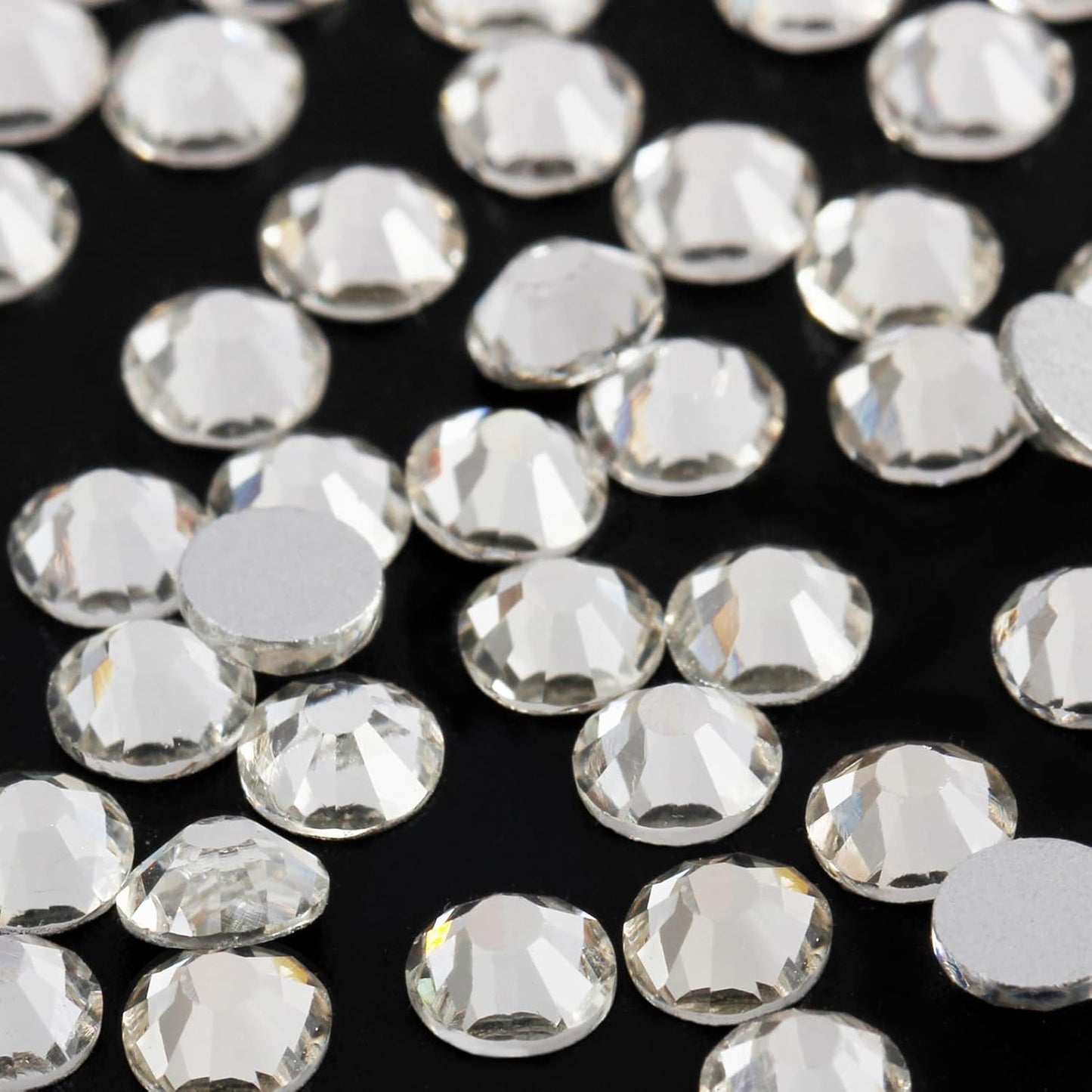 2000PCS SS12 Flatback Rhinestones | 12-Facet Diamond-Cut Glass Gems for Nail Art, Clothing, DIY Crafts |Glue-On Decoration Stones with Silver Backing(Crystal)-FemmiqueWomen