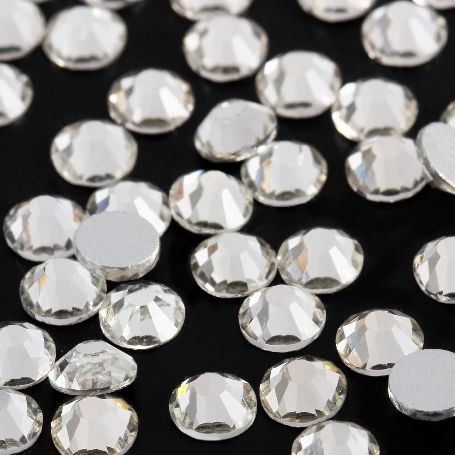 2000PCS SS12 Flatback Rhinestones | 12-Facet Diamond-Cut Glass Gems for Nail Art, Clothing, DIY Crafts |Glue-On Decoration Stones with Silver Backing(Crystal)-FemmiqueWomen
