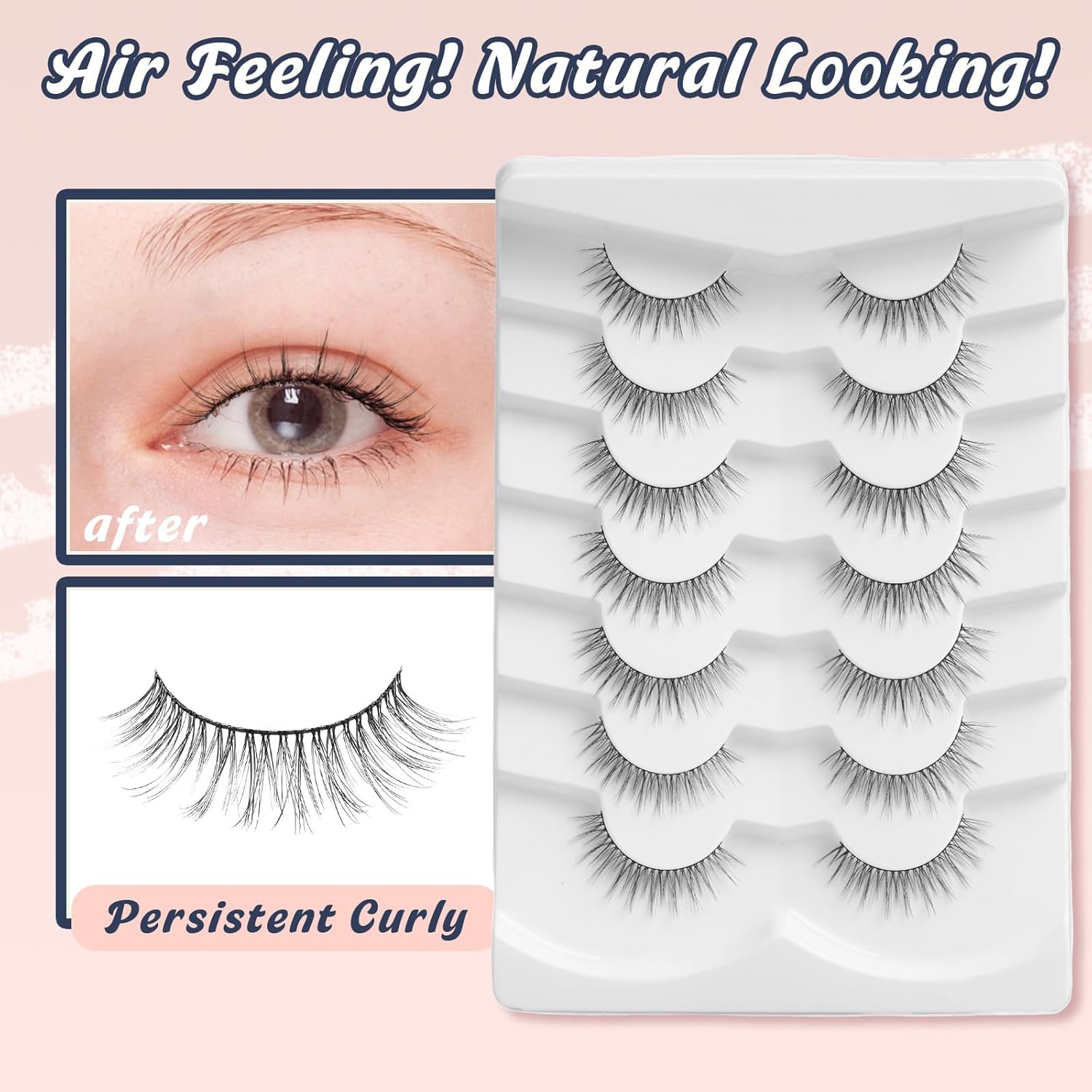 Anime Lashes Wispy False Eyelashes Natural Look 12MM Strip Lashes Thin Band False Lashes 3D Volume Fake Eyelashes 7 Pair C Curl Lash Pack Siligli-FemmiqueWomen