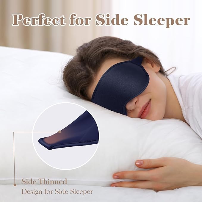 3D Cooling Eye Mask Sleep Mask for Men & Women, 100% Pressure-Free & Light Block-Out Eye Mask for Sleep with Easy Adjustable Strap, Night Eye Cover for Travel, Blue-FemmiqueWomen