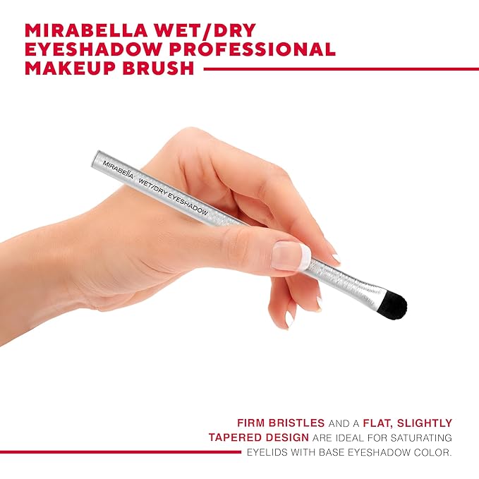 Mirabella Wet & Dry Eyeshadow Brush, Premium Professional Makeup Brush Collection, Cruelty-Free Synthetic Bristle Brush, Hand-Sculpted Brushed Aluminum Handle, Luxury Blending Brush for Makeup-FemmiqueWomen